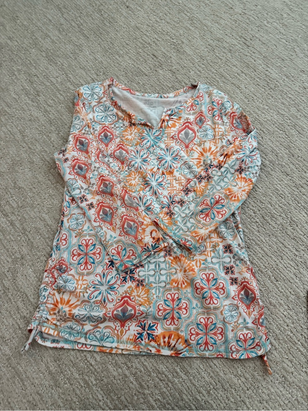 Women’s Printed Long Sleeve Top - Multicolor Talbots size M cinched